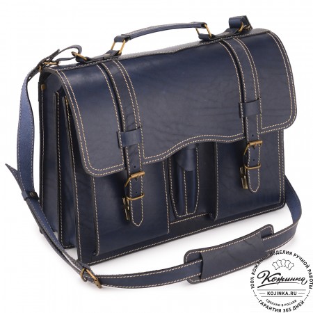 Кожаный портфель "Юрист" (синий)